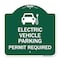 Signmission Electric Vehicle Parking Permit Required With Electric Car Graphic, Green & White, GW-1818-24114 A-DES-GW-1818-24114 - alternate 1